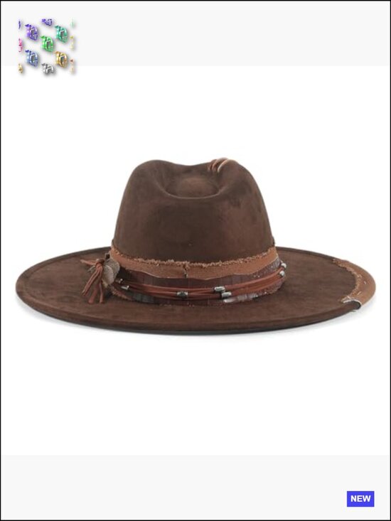 Wide Brim Fedora Hat Felt Suede Unisex Handmade Boho Western Panama Festival main image 7